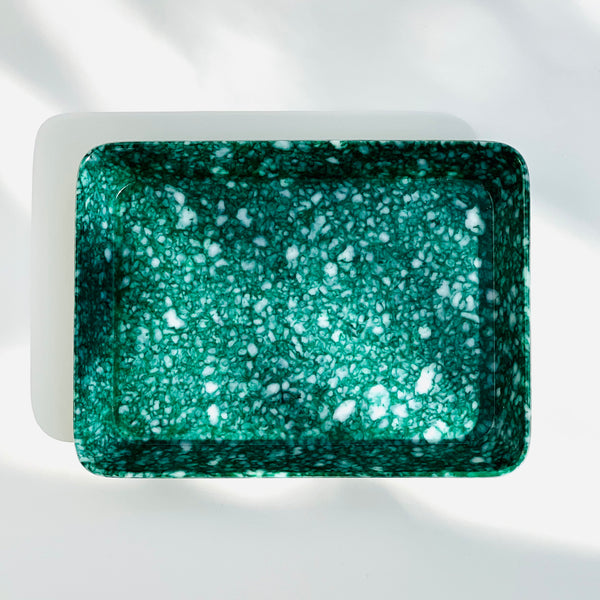 Vassoio Marmorizzato verde da scrivania